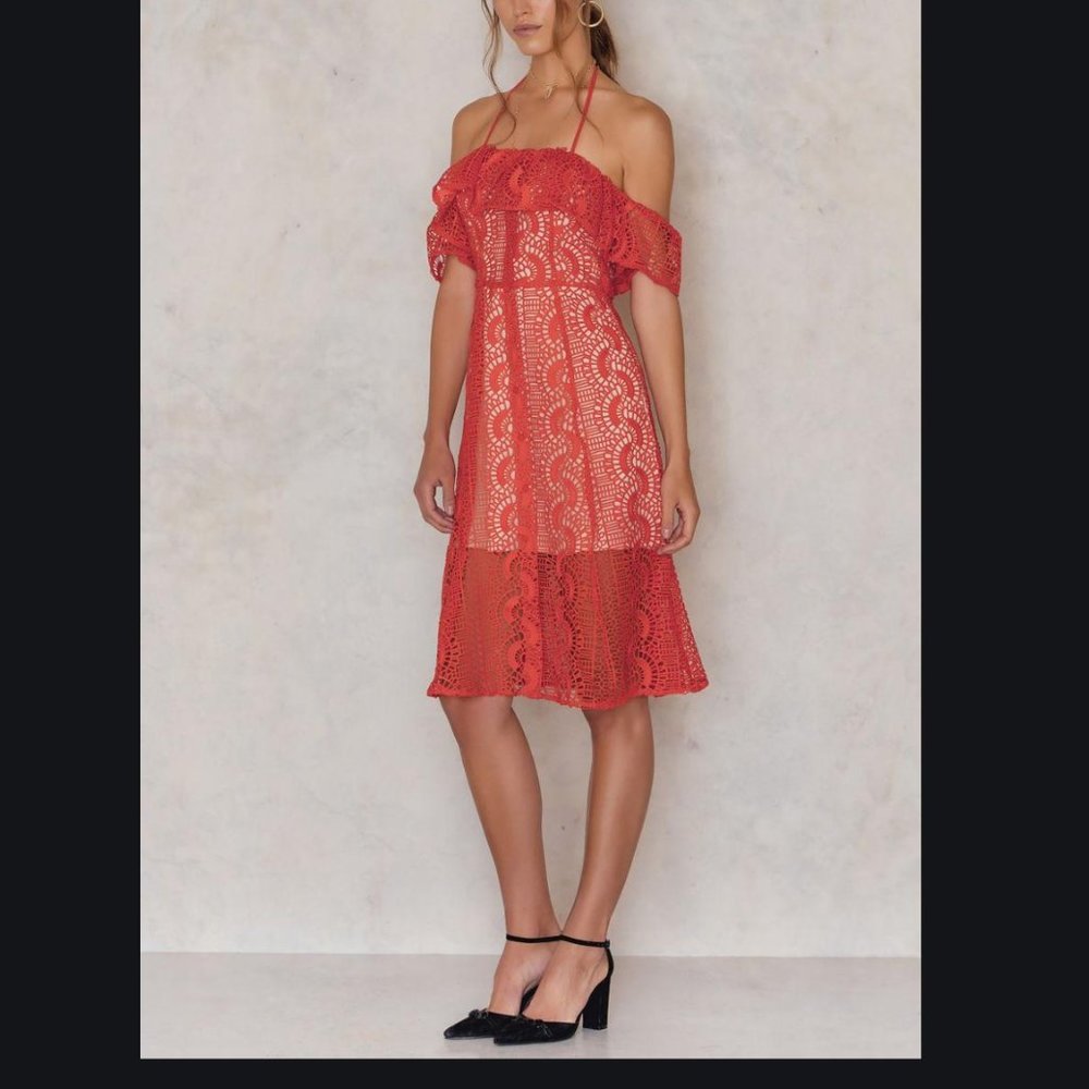 Line & Dot Palais Lacey Off Shoulder Dress